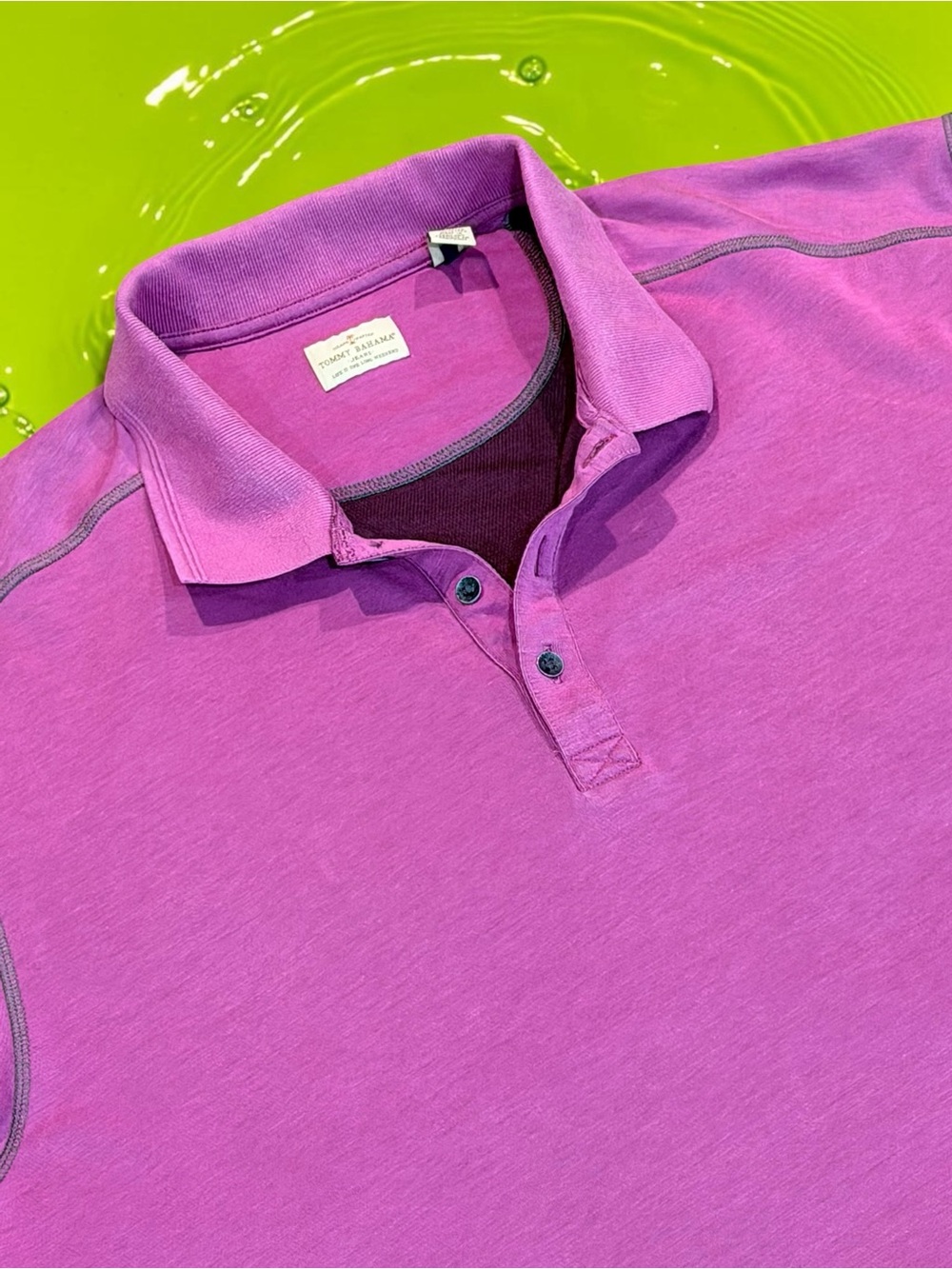 Tommy Bahama Mens Polo XL Lavender Short Sleeve Pima Cotton Shirt